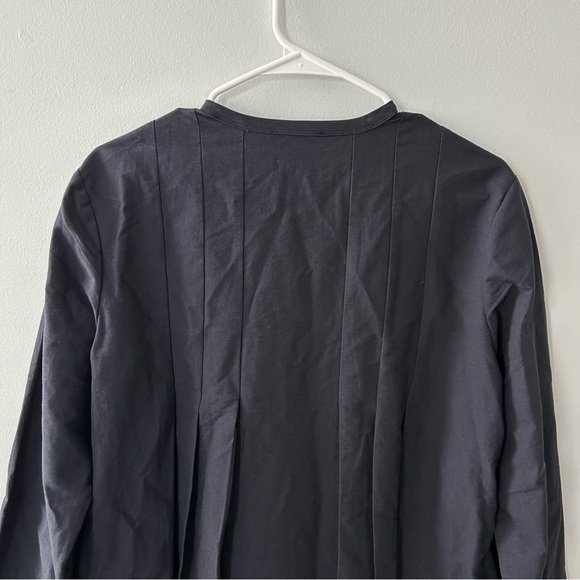 Tuckernuck Pleated Dress Long Sleeve 100% Cotton Navy Blue Size Small - Picture 8 of 11